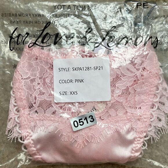 NEW For Love And Lemons Faye Lace Thong Panty XXS Pink - Picture 6 of 6